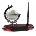 Crystal Globe Pen Stand With Black Nickel Decor